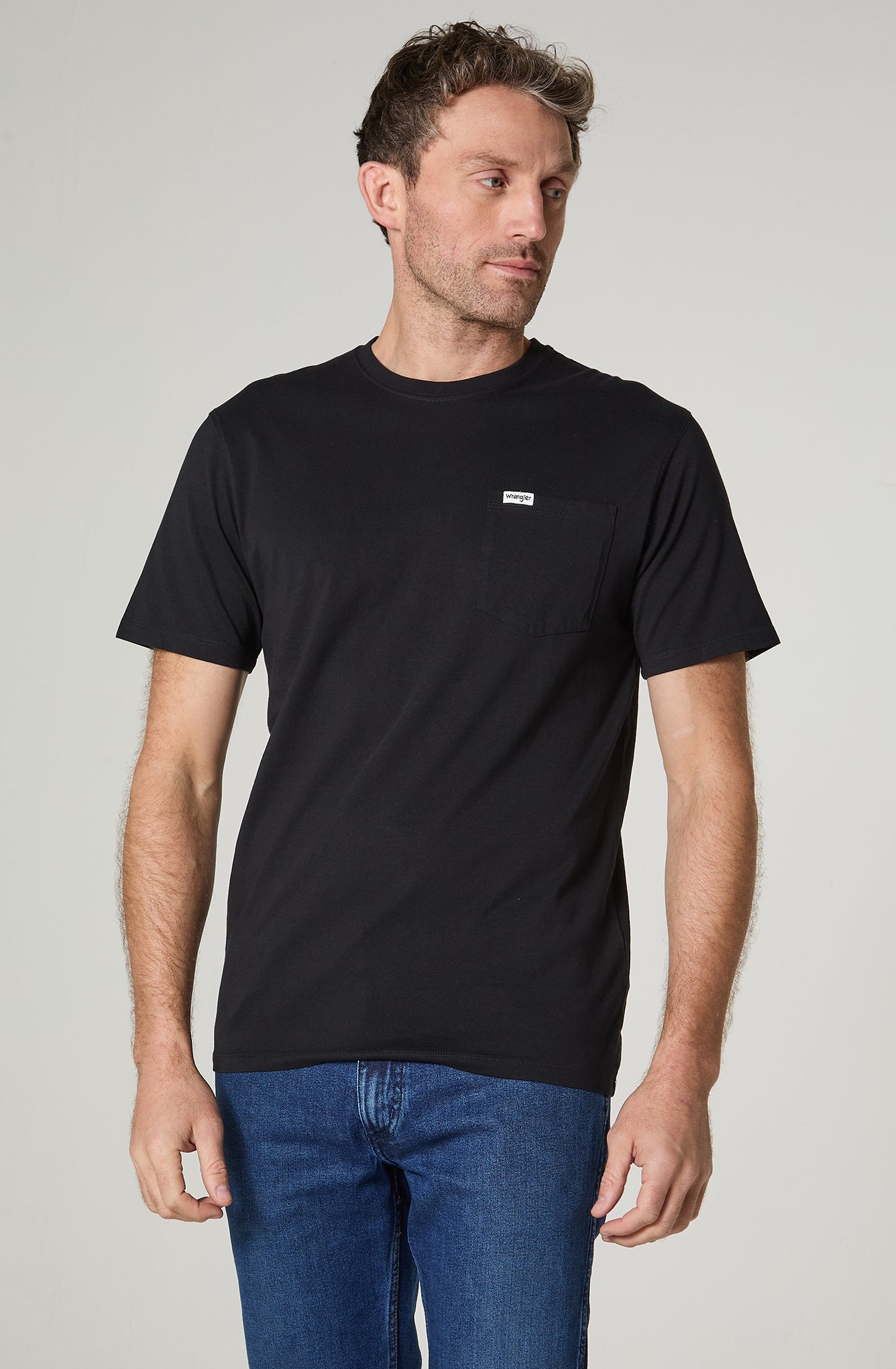 Polera Hombre Cuello Redondo Con Bolsillo Regular Fit Negro