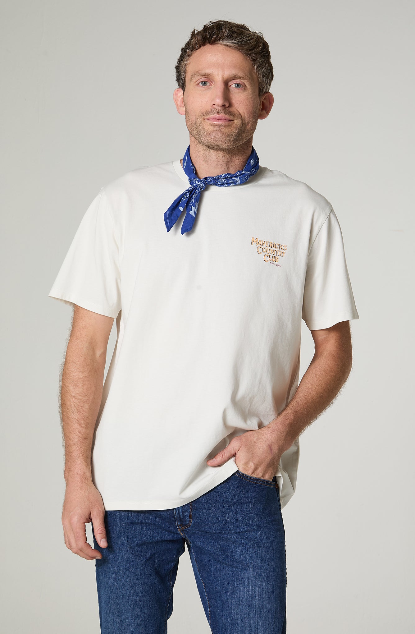 Polera Hombre Print Regular Fi Blanco