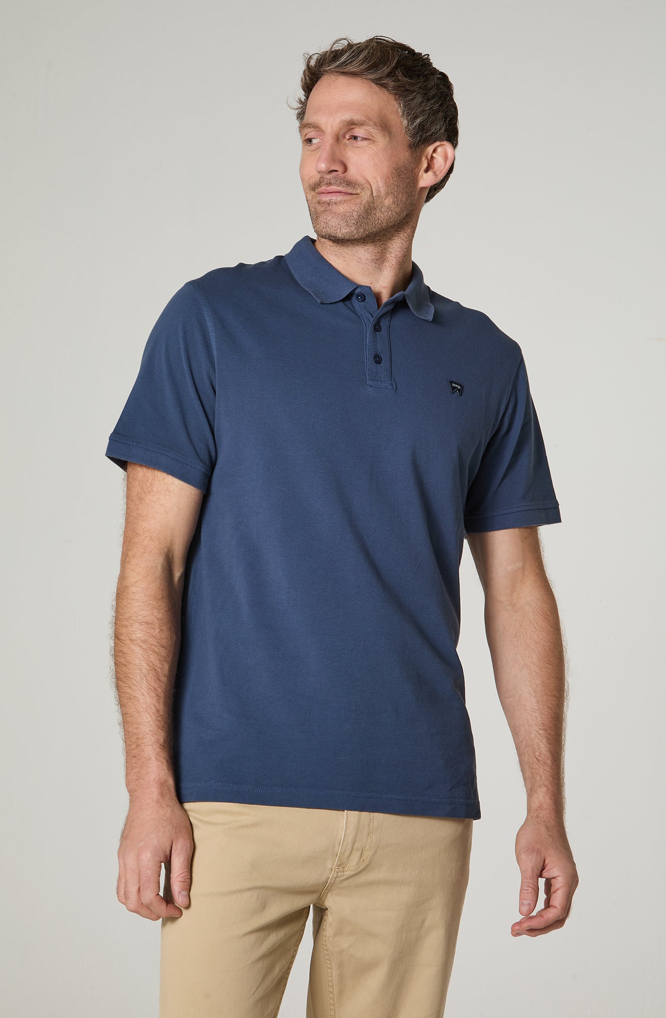 Polera Hombre Pique Manga Corta Regular Fit Azul