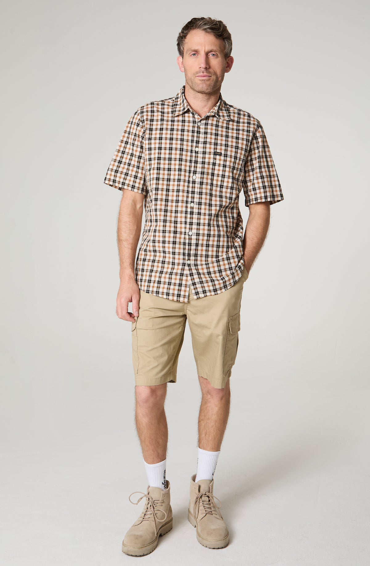 Jeans Hombre Loose Boot Regular Fit Check Cafés