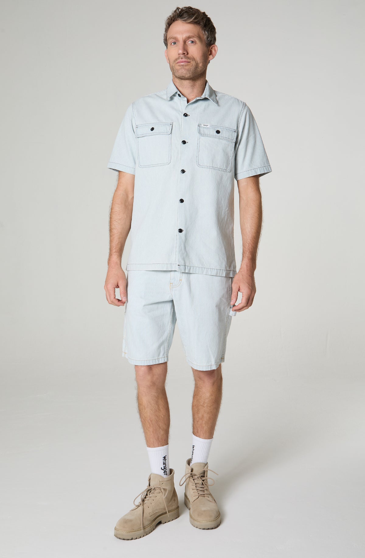 Short Hombre Relax Utility Celeste C/Rayas