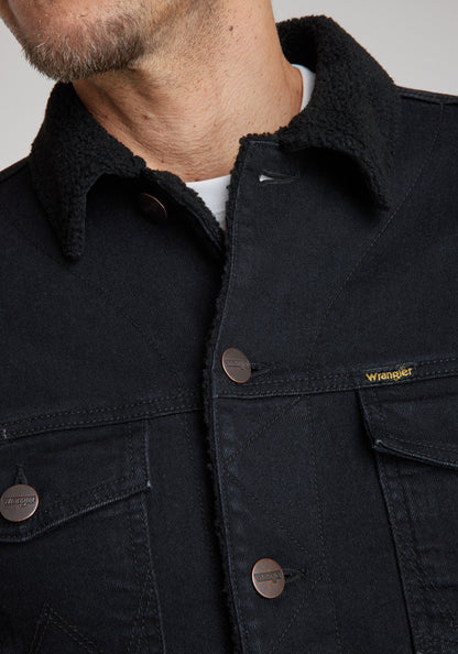 Chaqueta Denim Sherpa Hombre Negra