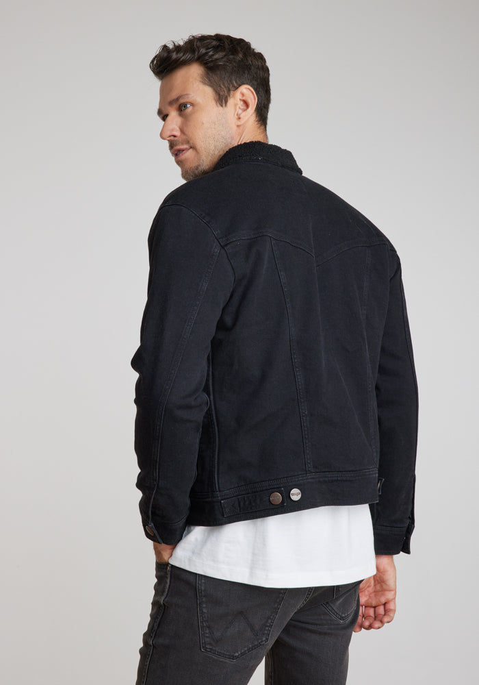 Chaqueta Denim Sherpa Hombre Negra