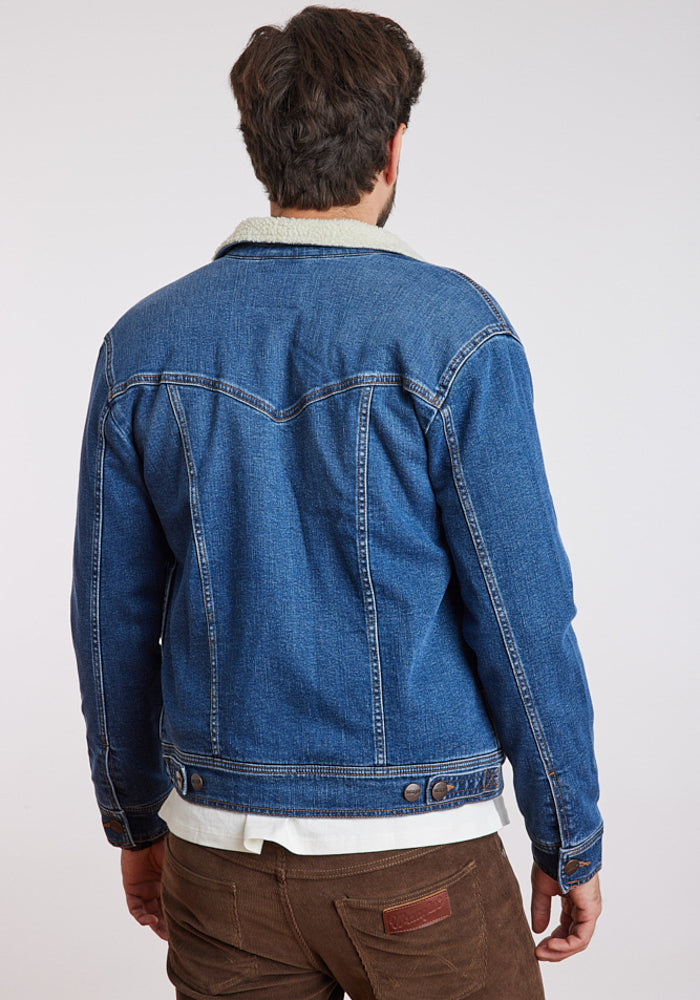 Chaqueta Denim Sherpa Hombre Azul