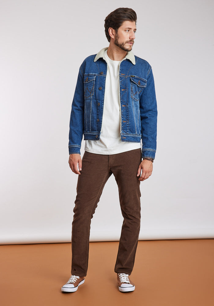 Chaqueta Denim Sherpa Hombre Azul