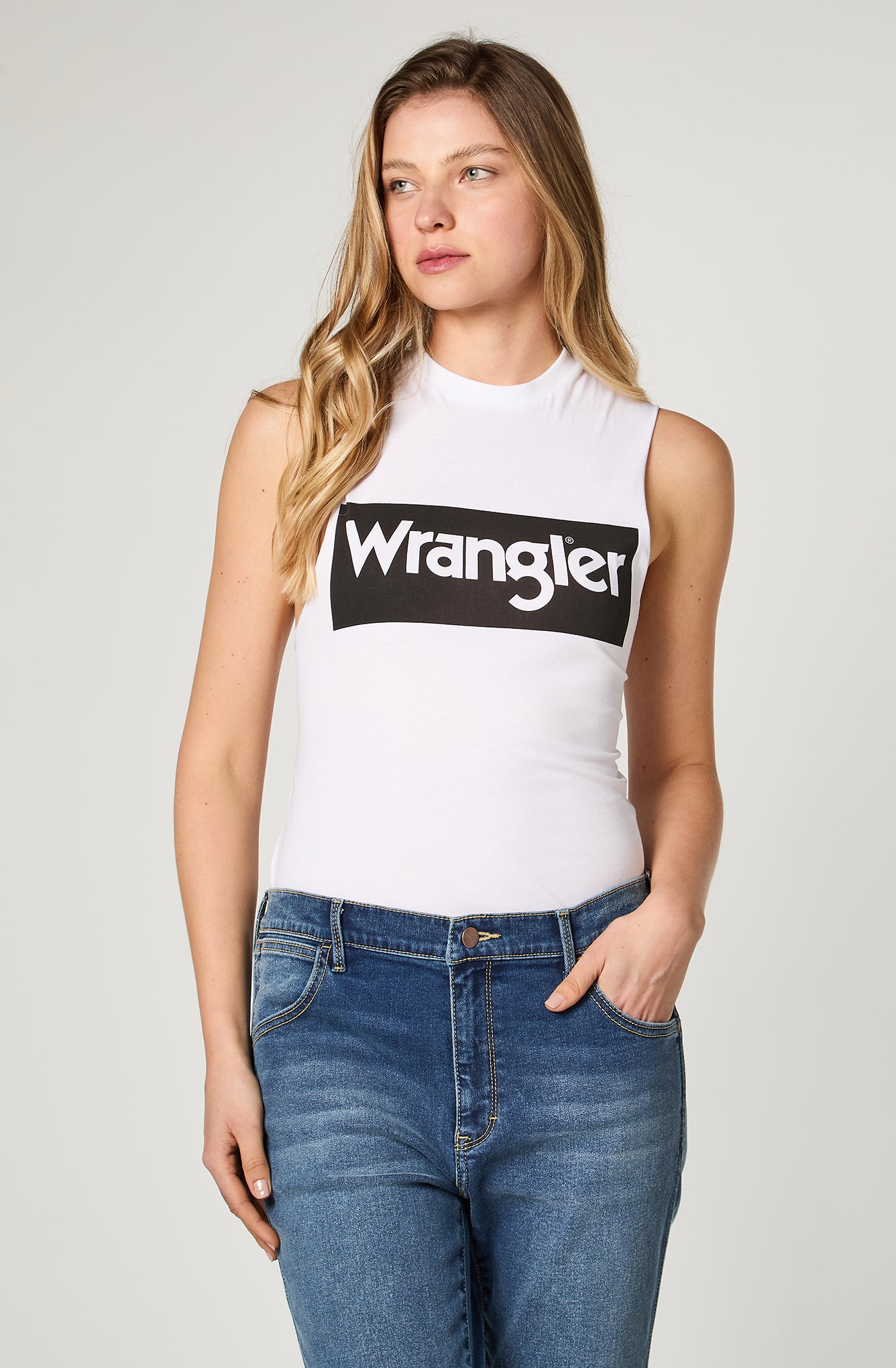 Polera Sleeveless Logo Tee Off White