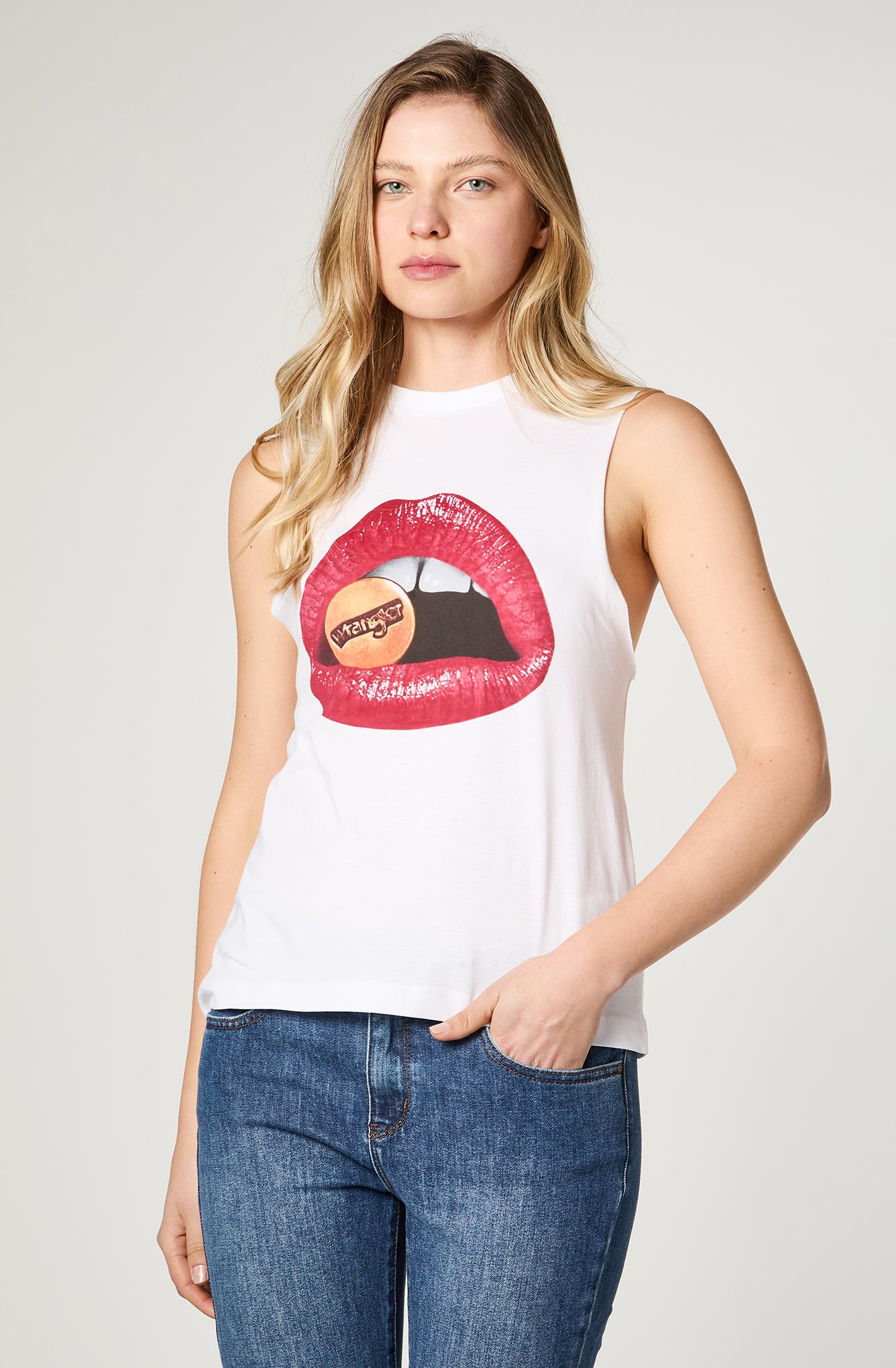 Polera Mujer Denim Kiss White