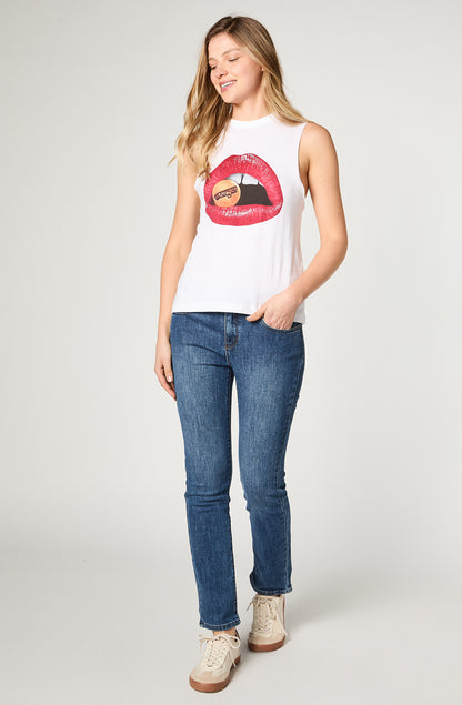 Polera Mujer Denim Kiss White