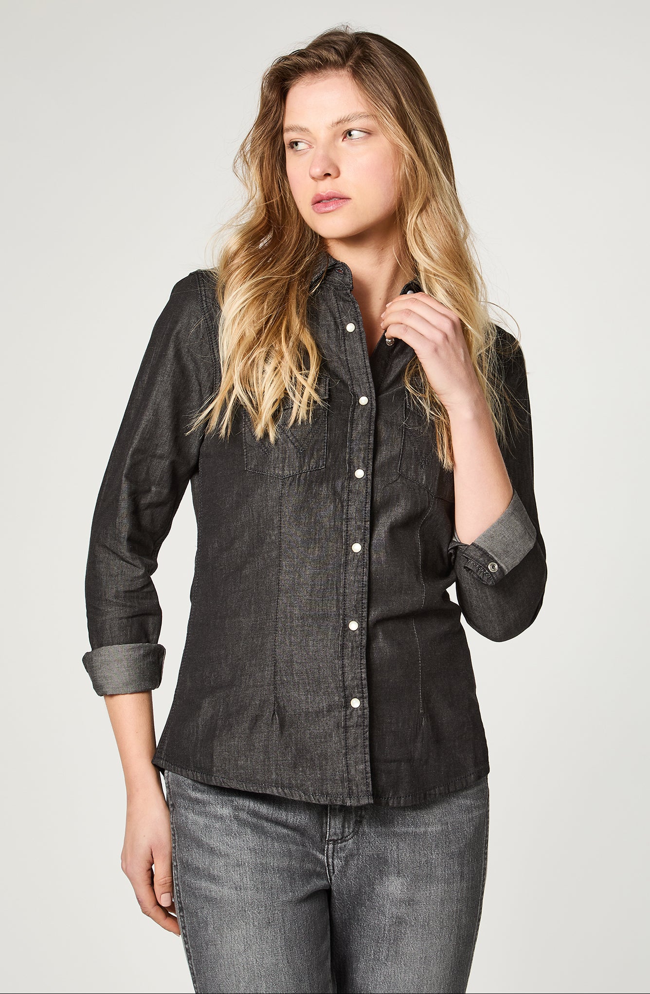 Camisa Mujer Shirt Wrw Western Grey Ace