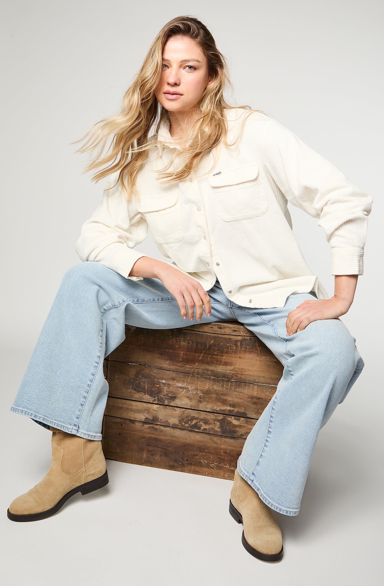 Camisa Mujer Corduroy Shirt Whisper White