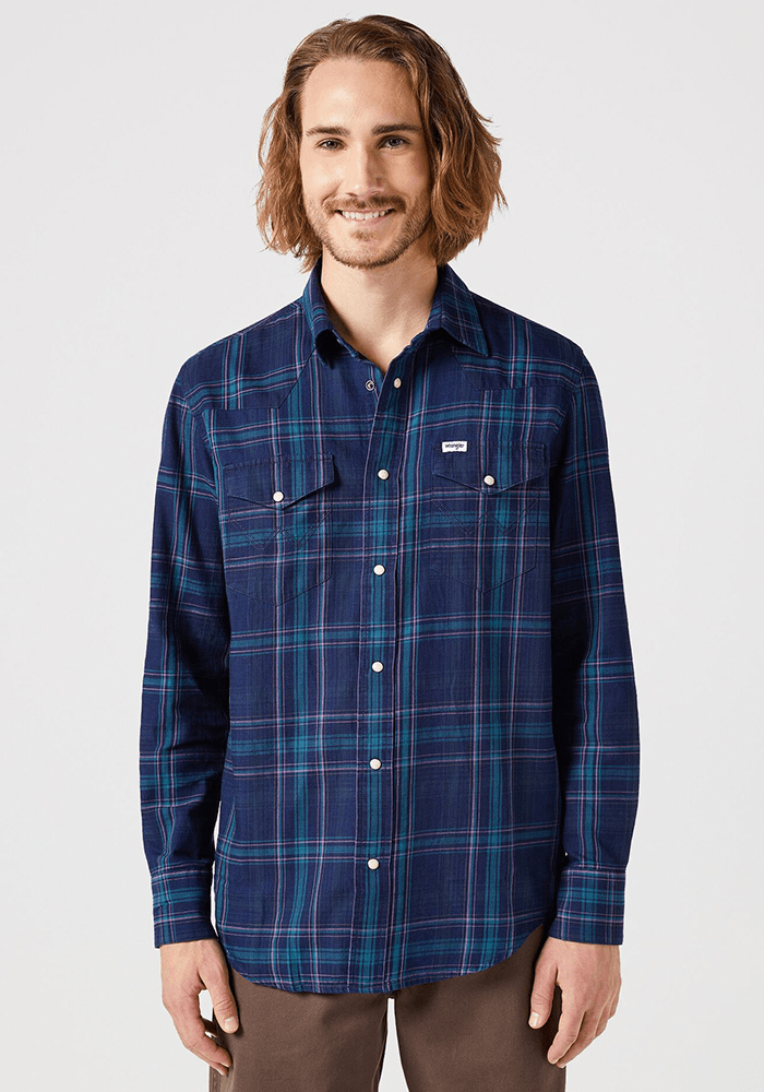 Camisa Western Shirt Plaid Ls Black Iris
