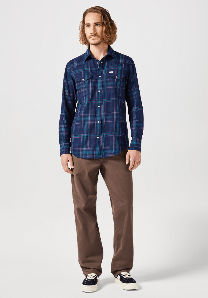 Camisa Western Shirt Plaid Ls Black Iris