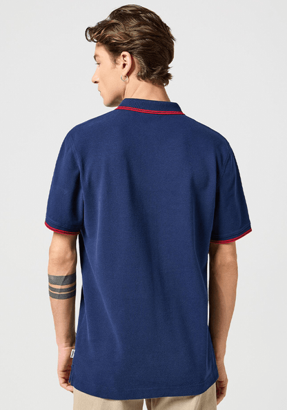 Polera Refined Polo Oxford Pique Solid Navy W/ Red Tipping