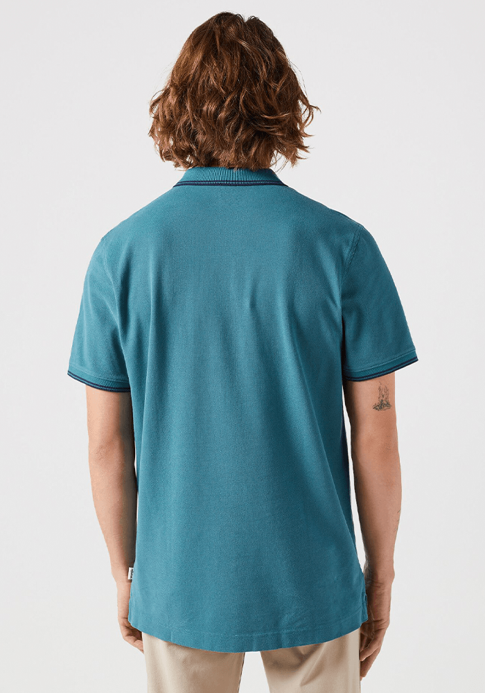 Polera Refined Polo Oxford Pique Hydro W/ Navy Tipping