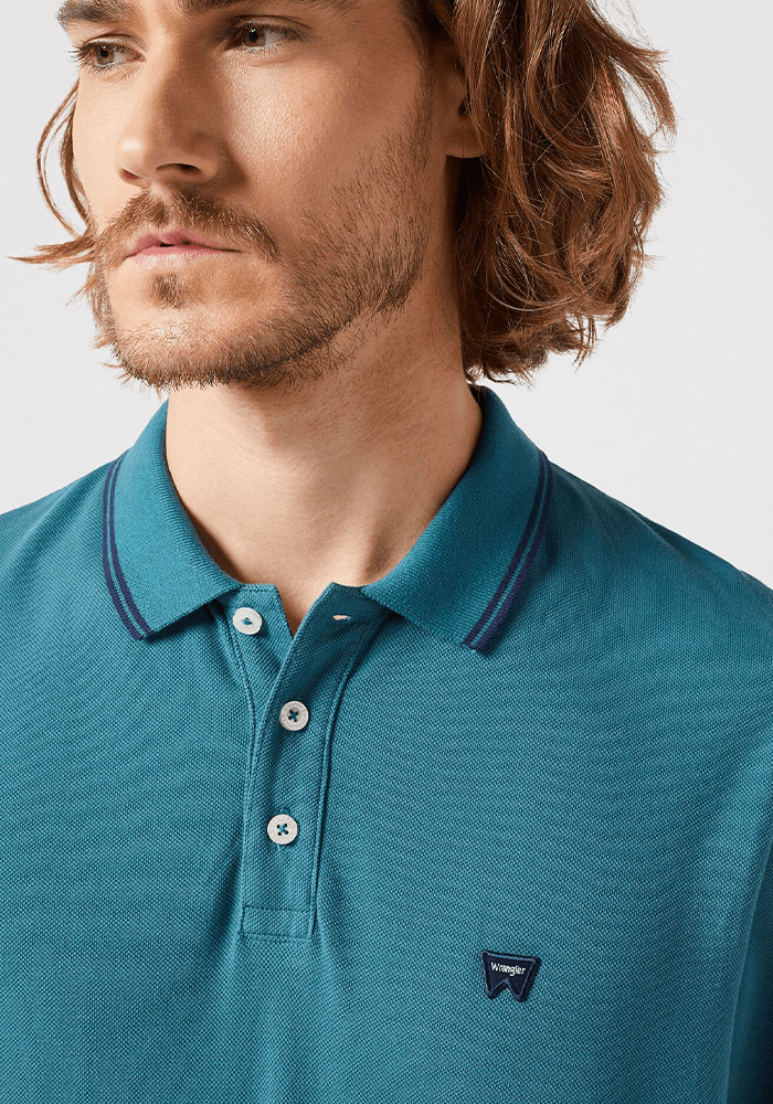 Polera Refined Polo Oxford Pique Hydro W/ Navy Tipping
