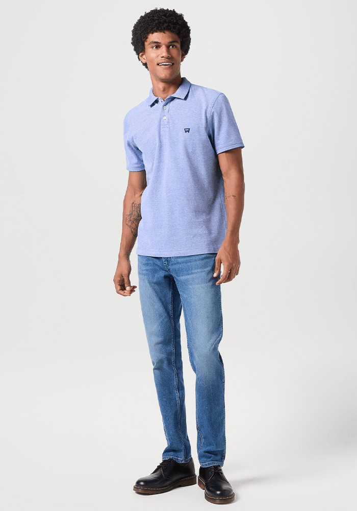 Polera Refined Polo Oxford Pique Blue W/ White Tipping