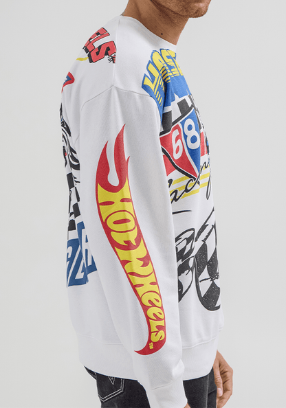 Polerón Pull Over Crew - Hot Wheels White