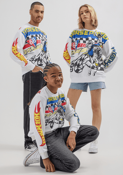 Polerón Pull Over Crew - Hot Wheels White