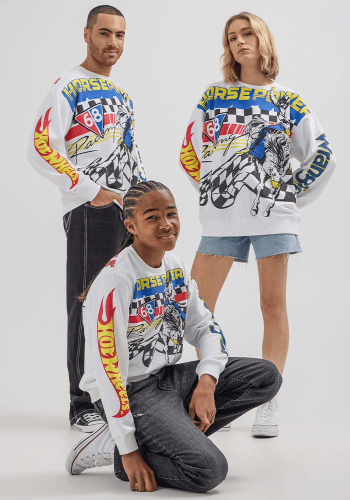 Polerón Pull Over Crew - Hot Wheels White