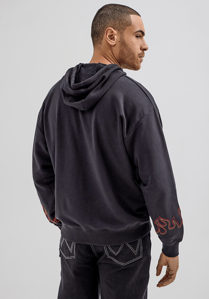 Polerón Logo Flame Hoodie - Hot Wheels Black