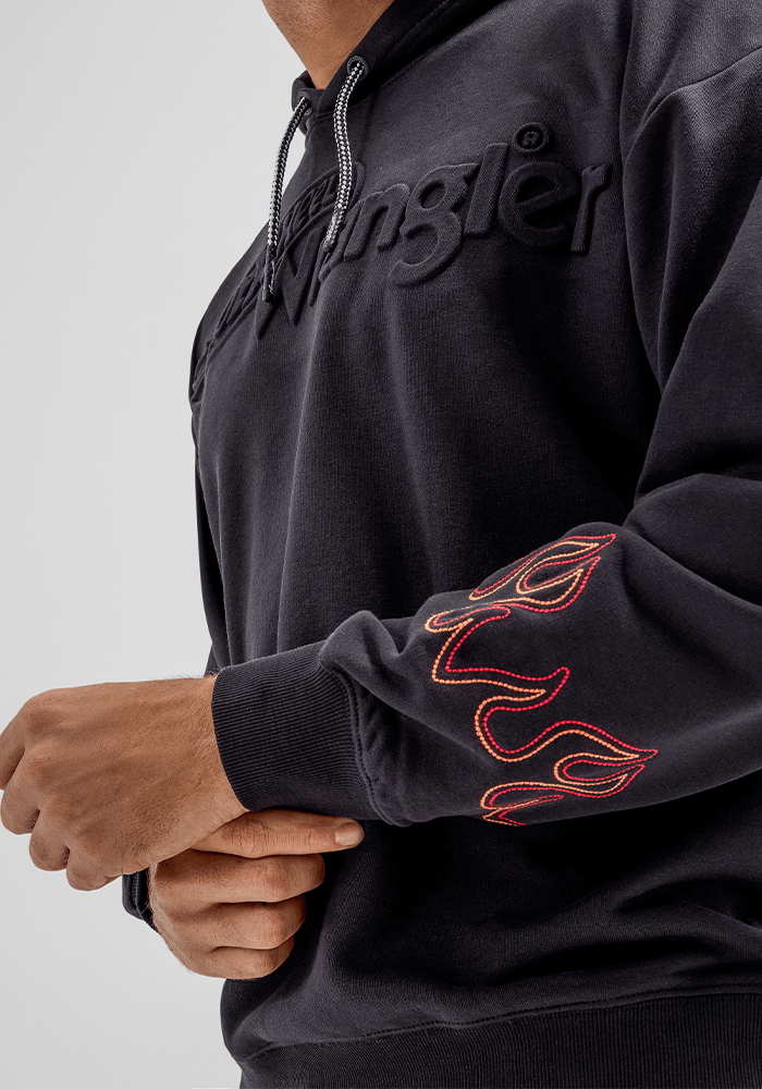 Polerón Logo Flame Hoodie - Hot Wheels Black