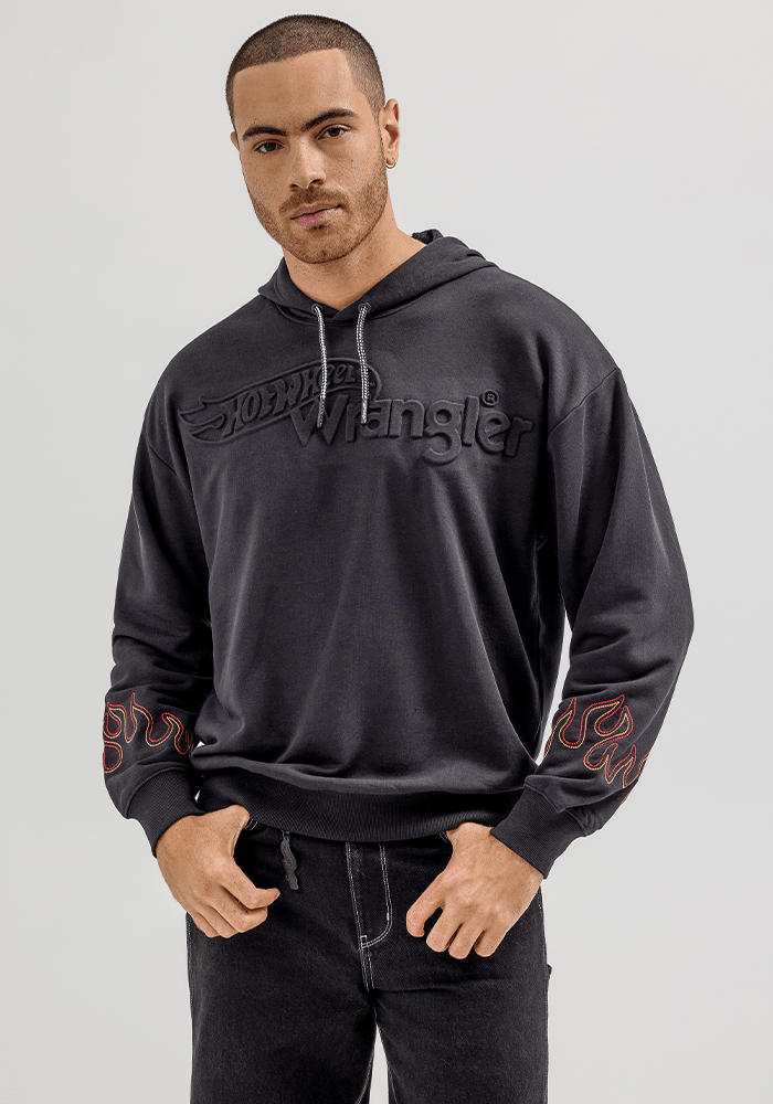 Polerón Logo Flame Hoodie - Hot Wheels Black