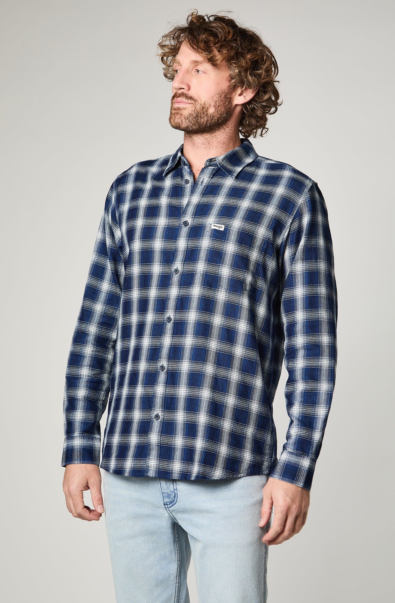 Camisa Hombre Cuadros Azul