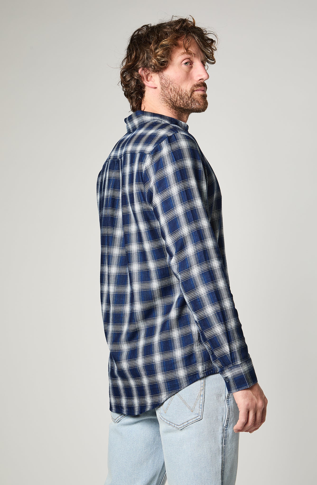 Camisa Hombre Cuadros Azul