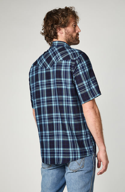 Camisa M/C Hombre cuadros Azul
