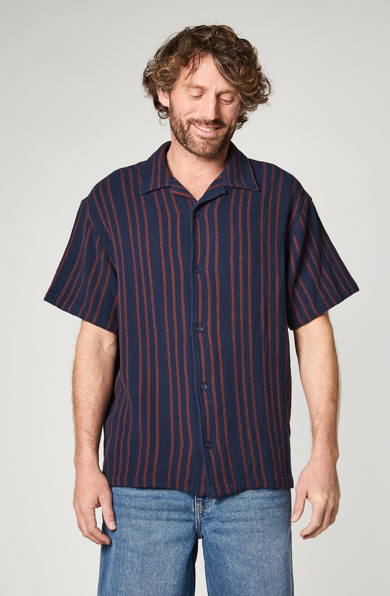 Camisa M/C Stripes Azul