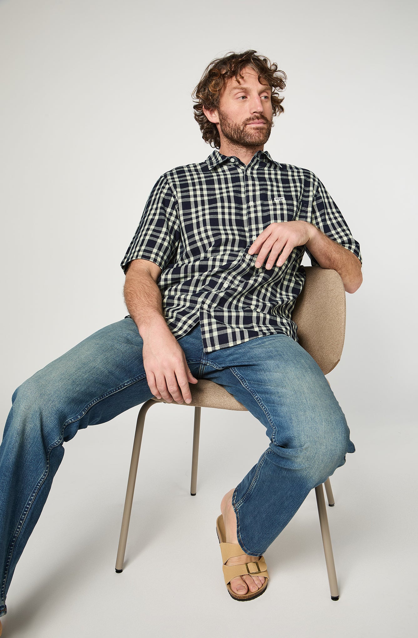Camisa M/C Hombre Cuadros Black