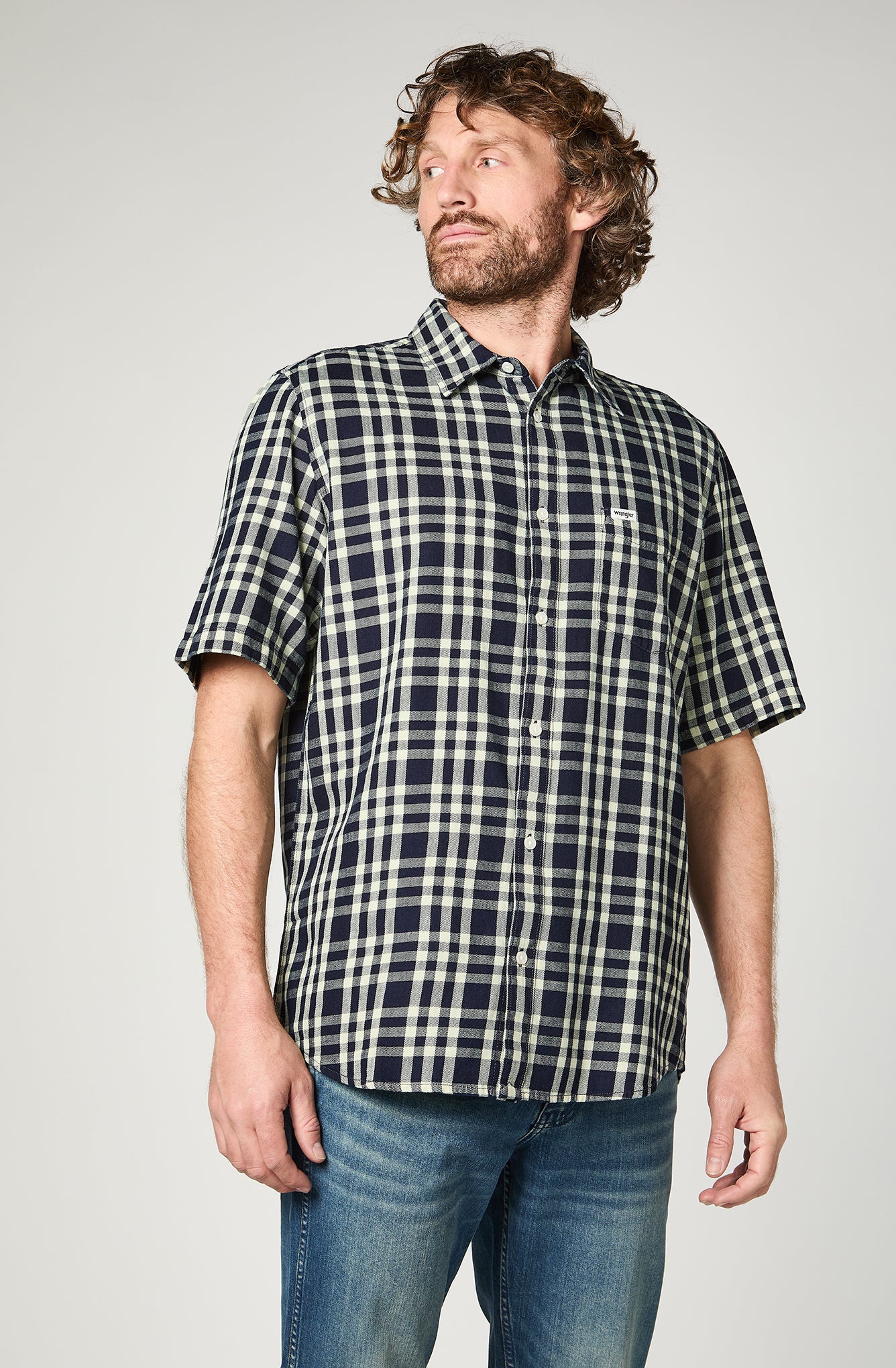 Camisa M/C Hombre Cuadros Black