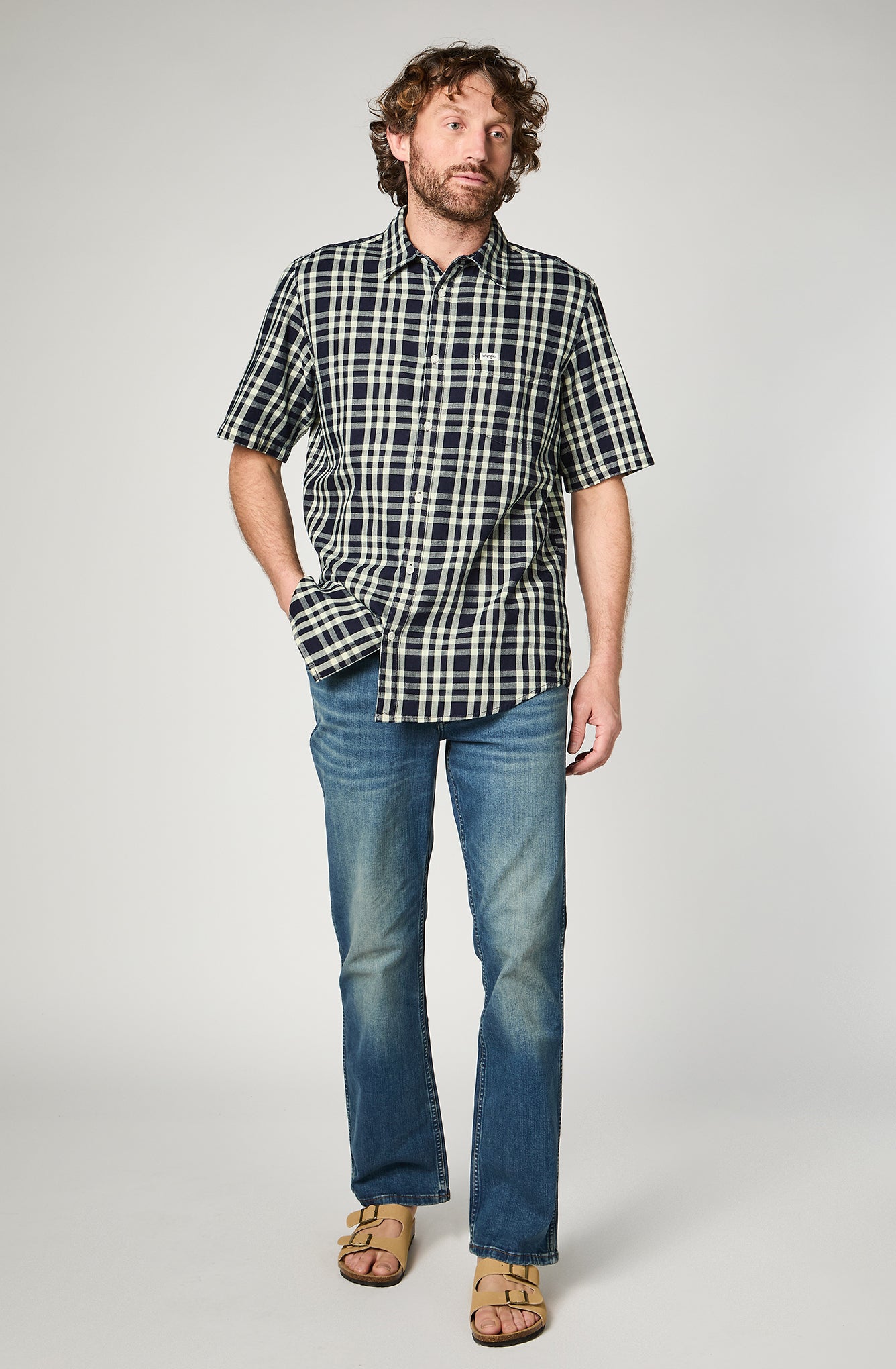 Camisa M/C Hombre Cuadros Black