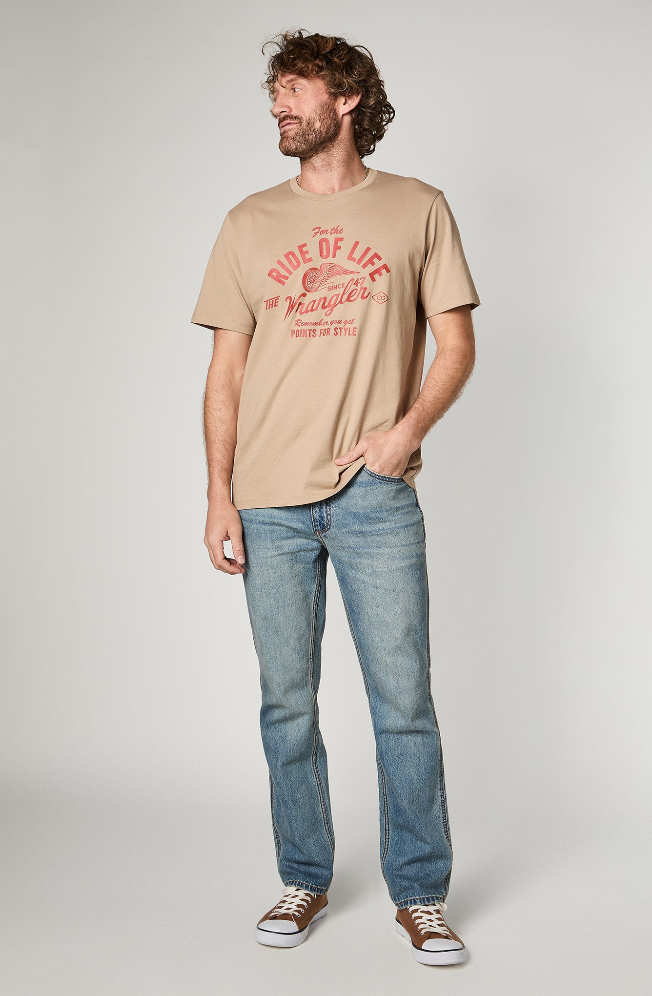 Polera Hombre Wrangler Jeans Beige