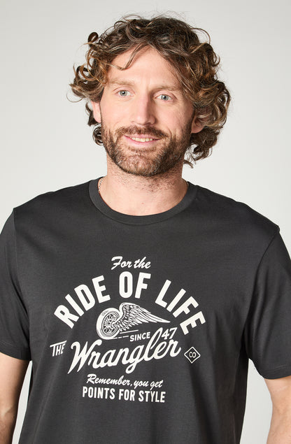 Polera Hombre Ride of Life American Print Faded Black