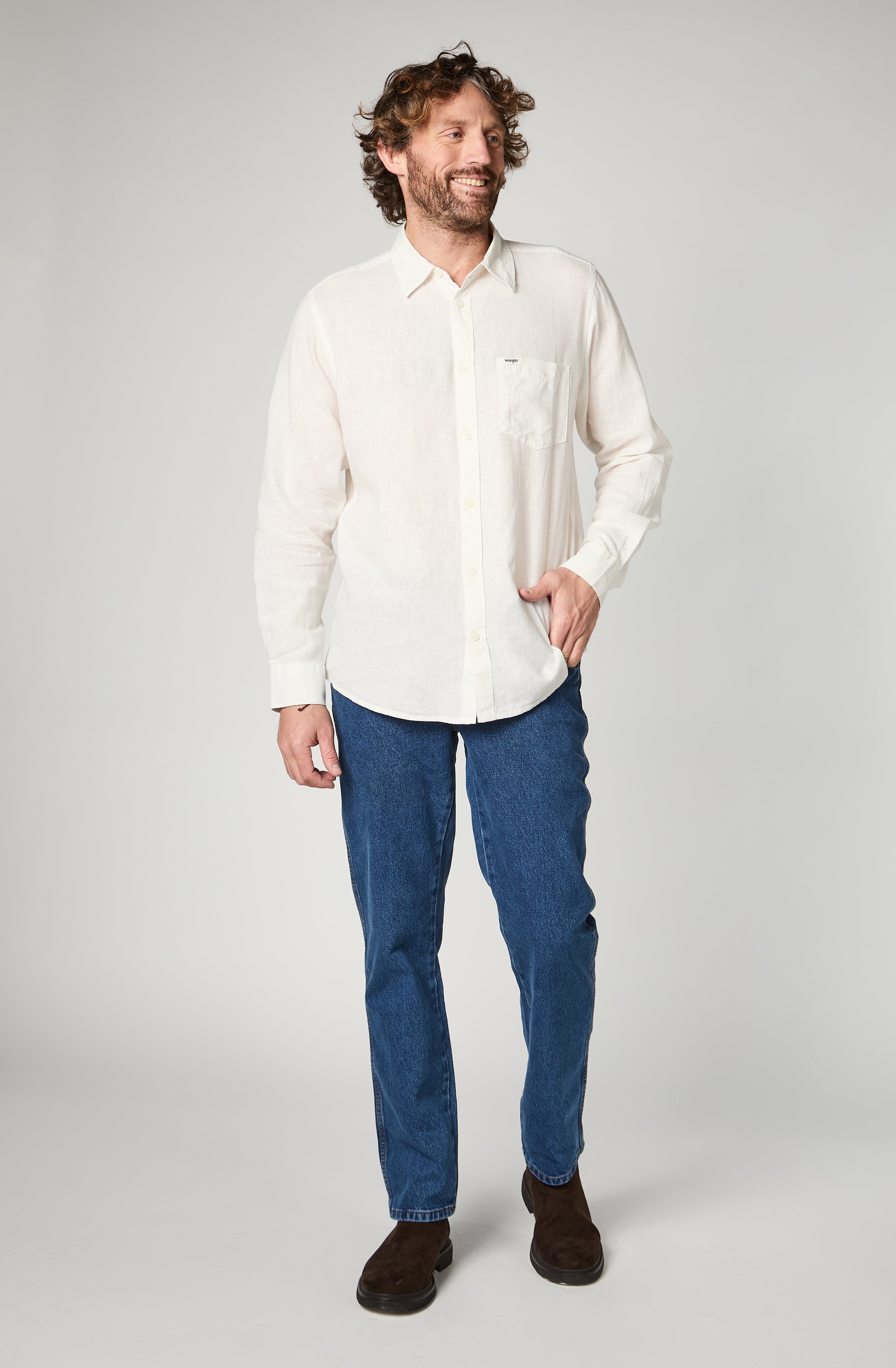 Camisa M/L Hombre White