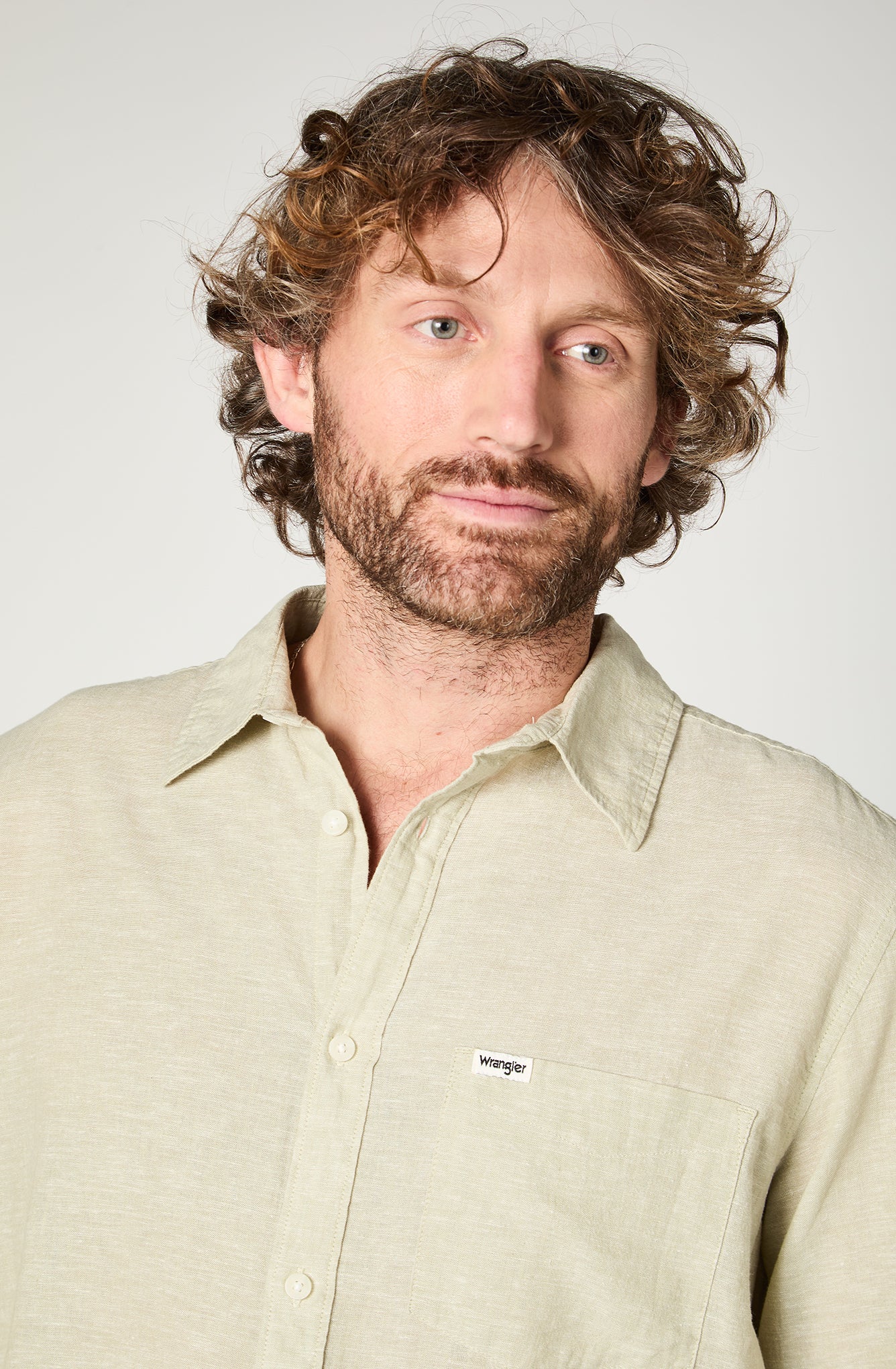 Camisa Hombre M/L Linen Beige