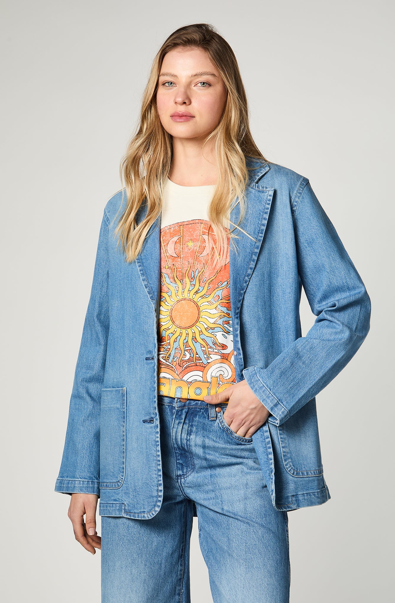 Chaqueta Mujer Relaxed Blazer Baby Blue