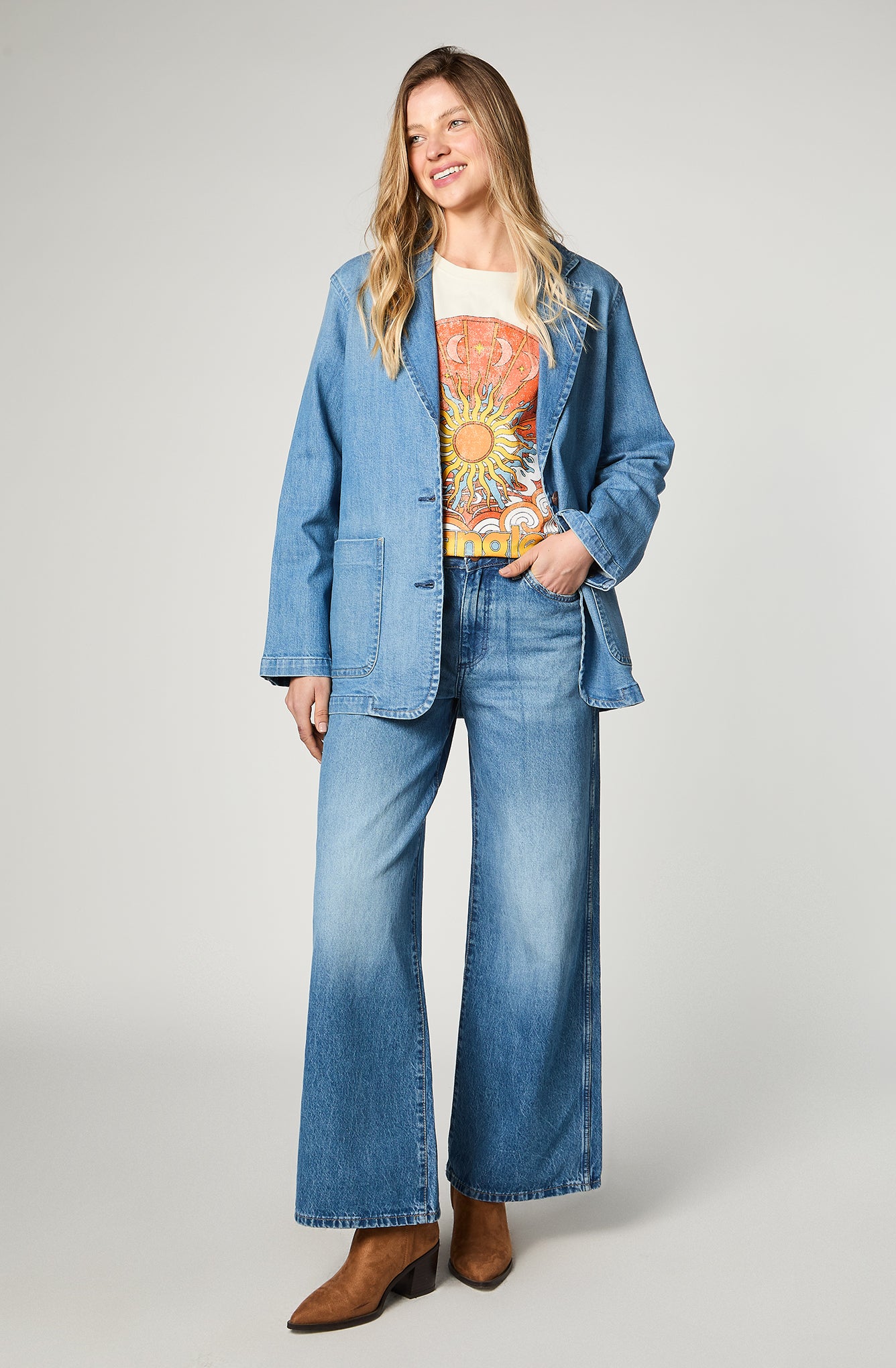 Chaqueta Mujer Relaxed Blazer Baby Blue