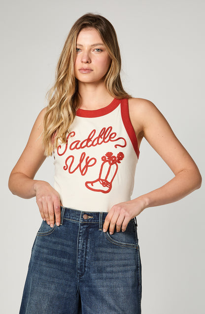 Polera Mujer Saddle up Blanco