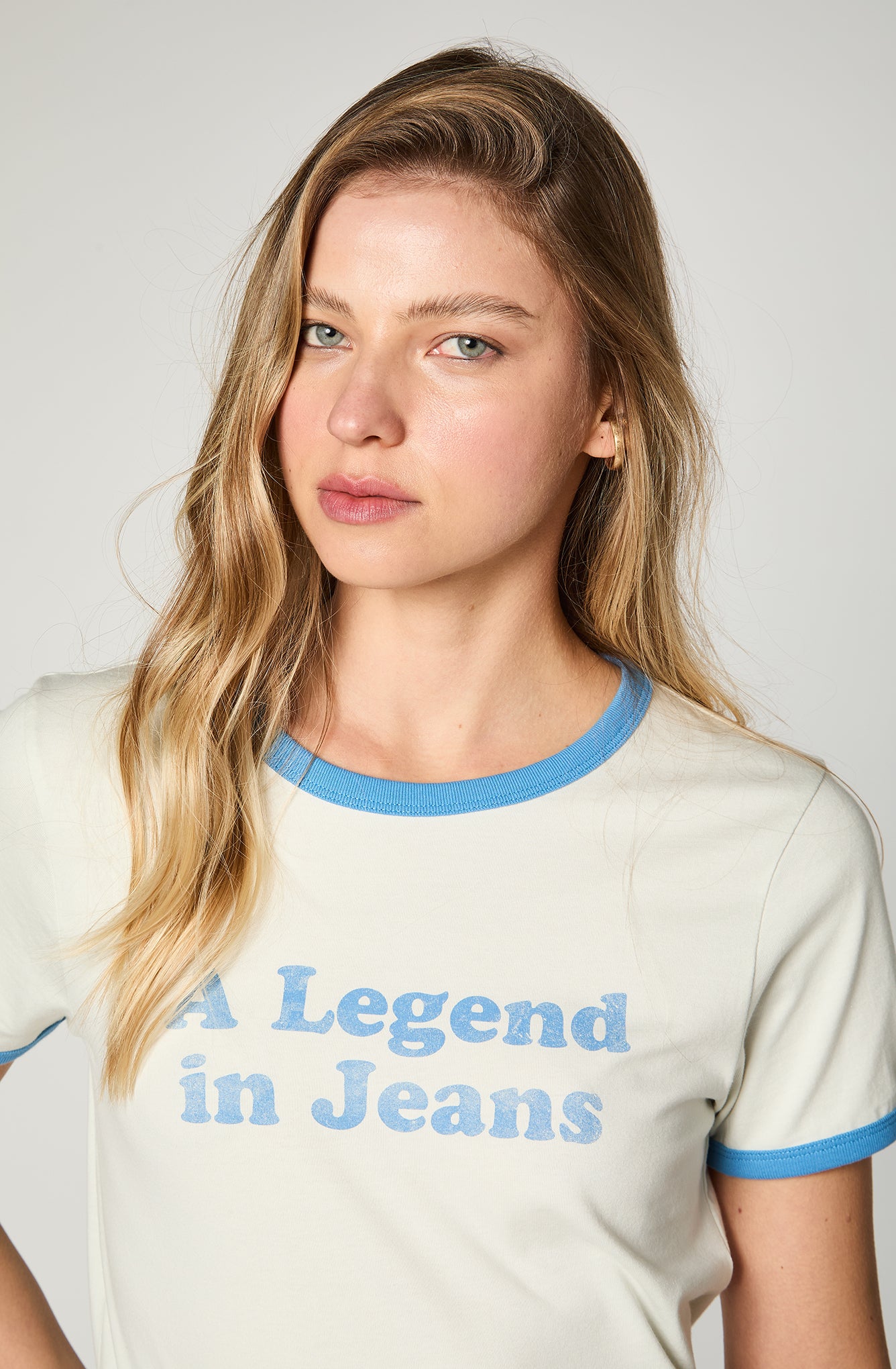 Polera Mujer Ringer Tee Vintage White