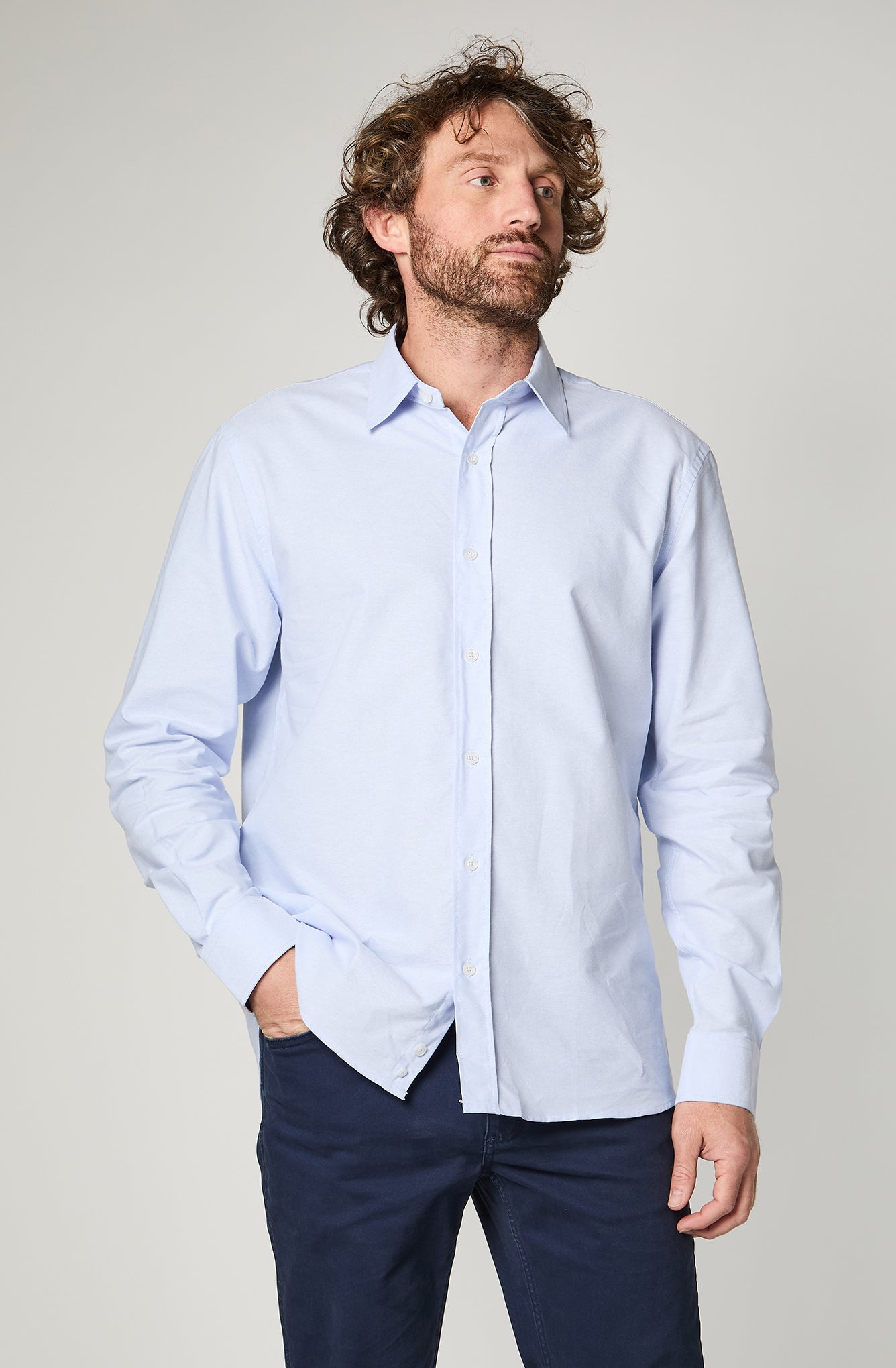 Camisa Hombre Basic Celeste