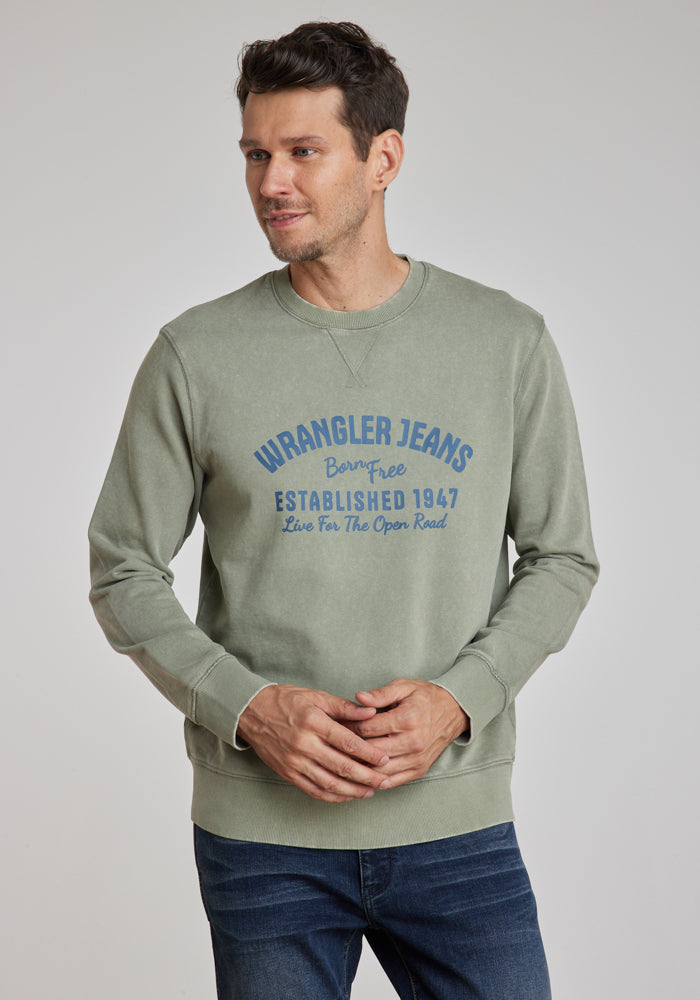 Polerón Hombre Graphic Acid Sweatshirt Green Dusty