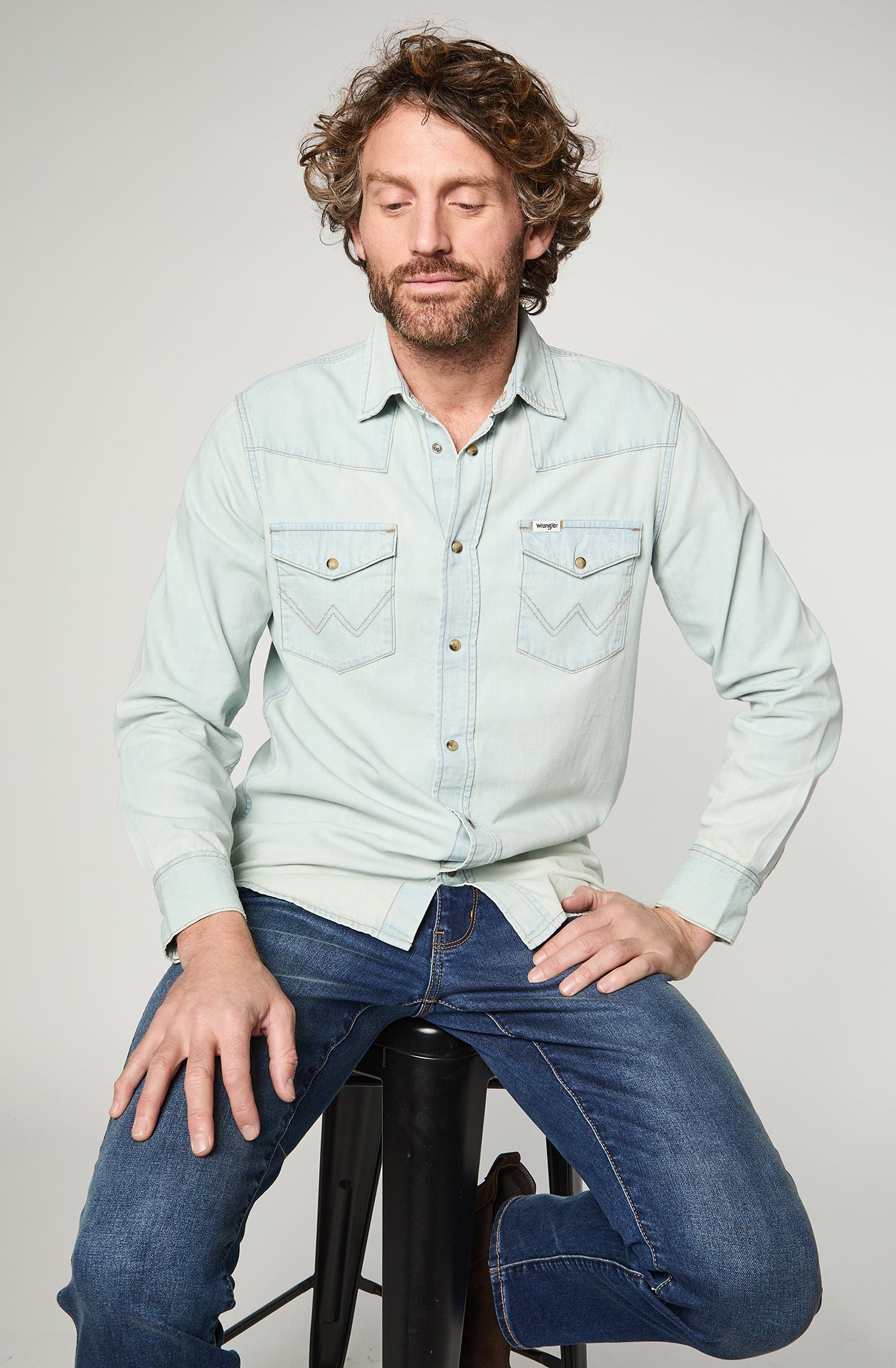 Camisa Hombre Denim Ml Lt