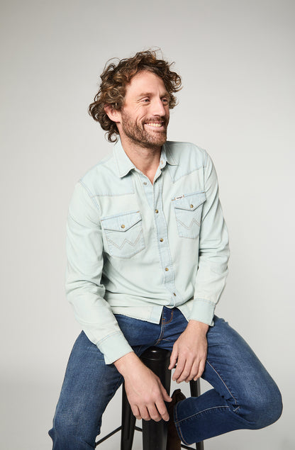 Camisa Hombre Denim Ml Lt