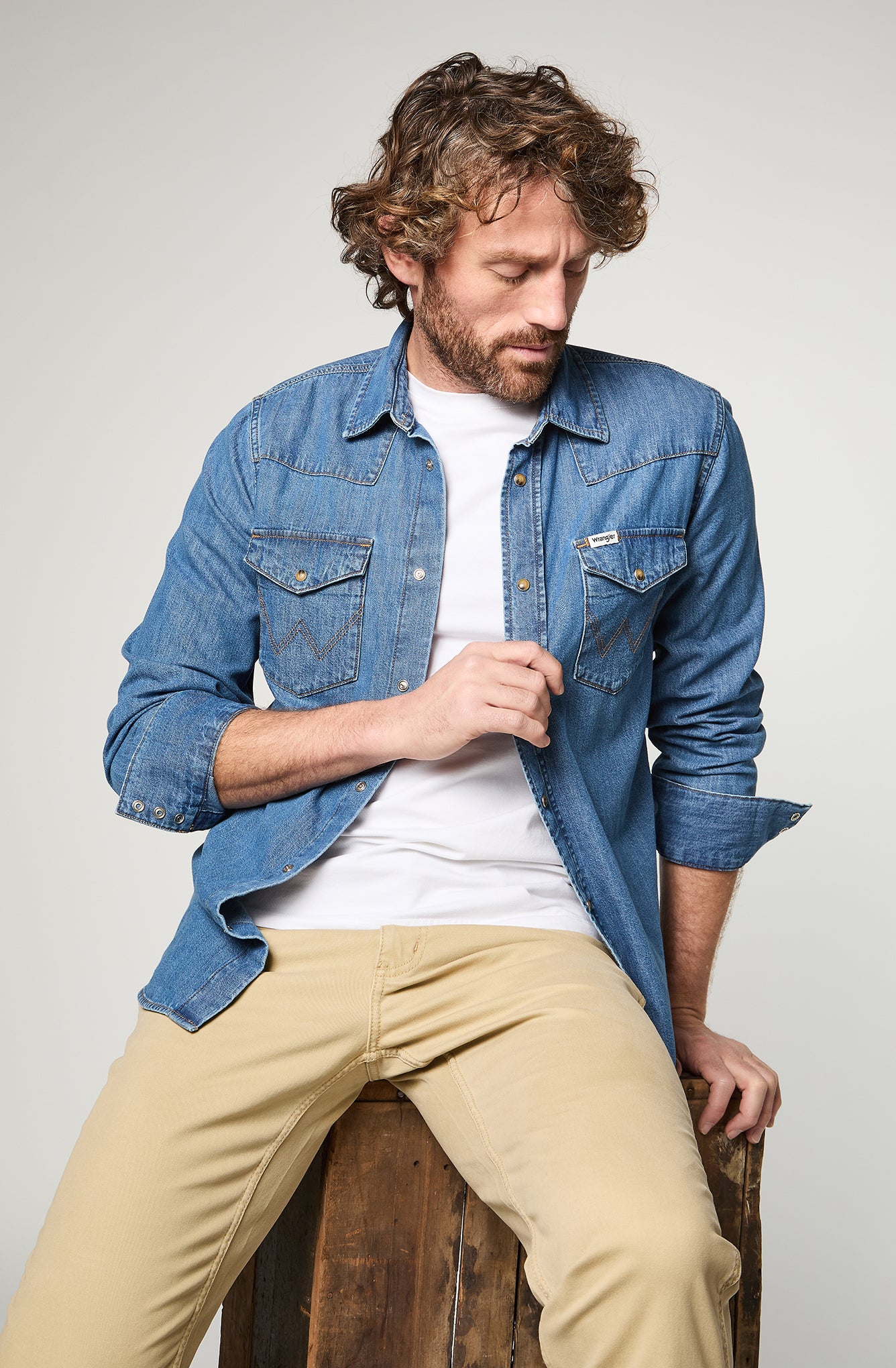 Camisa Hombre Denim Ml Mid
