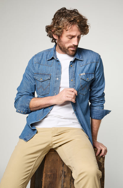 Camisa Hombre Denim Ml Mid