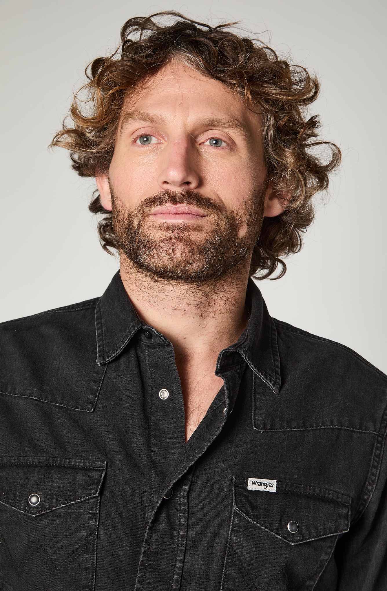 Camisa Hombre Denim Ml Black