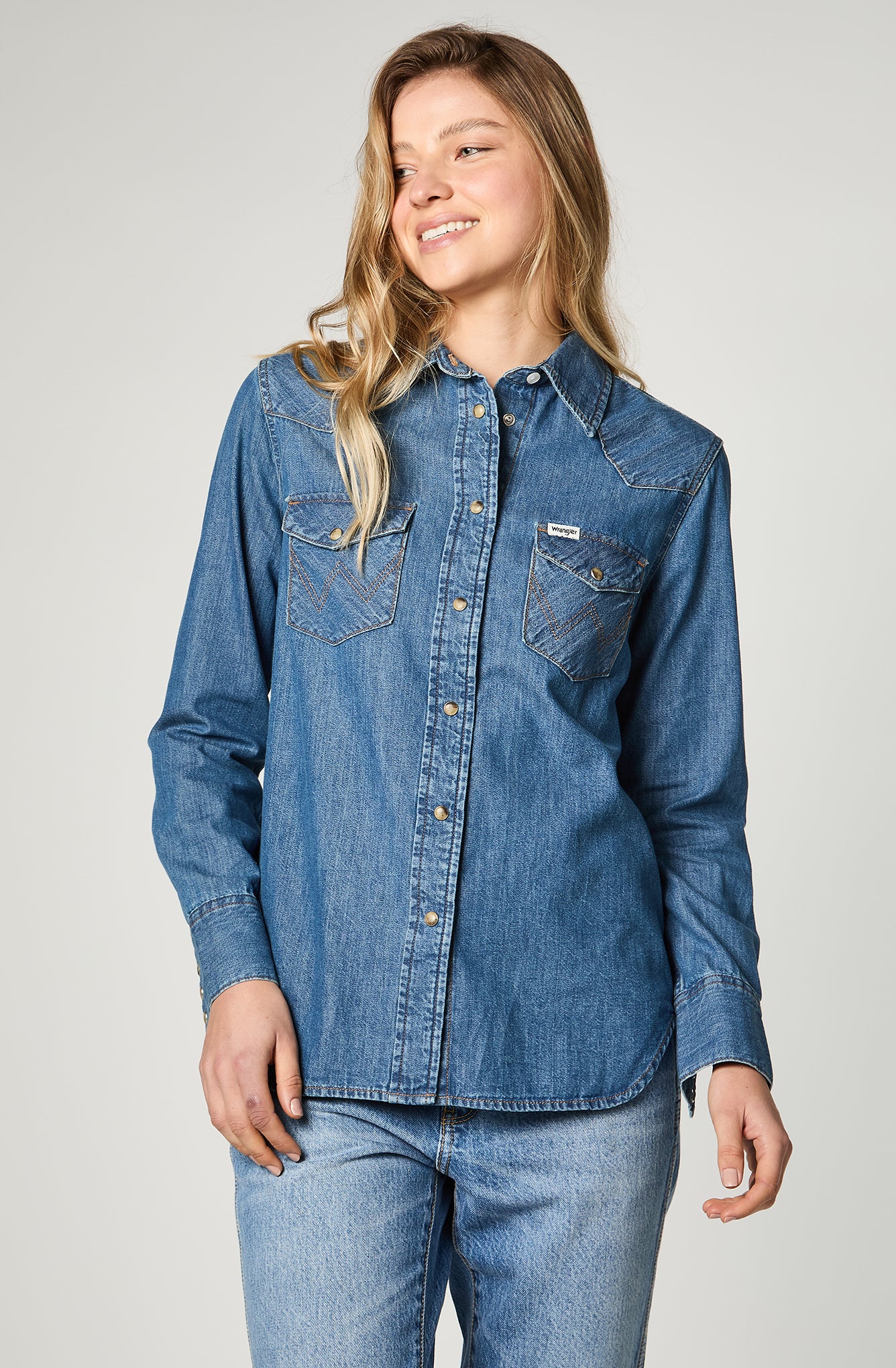 Camisa Mujer Denim Ml Mid