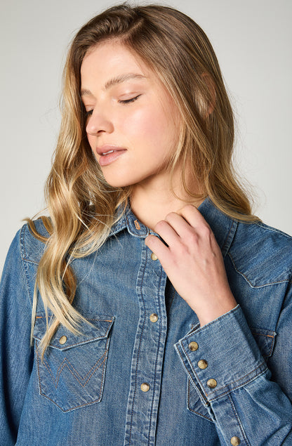 Camisa Mujer Denim Ml Mid